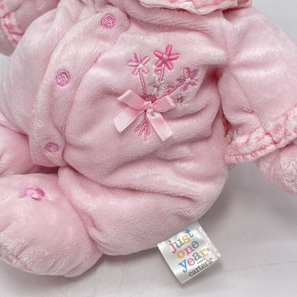 Carters Just One Year Musical Pull Pink Teddy Bear 10" Plush Lullaby Baby Crib - Picture 3 of 12